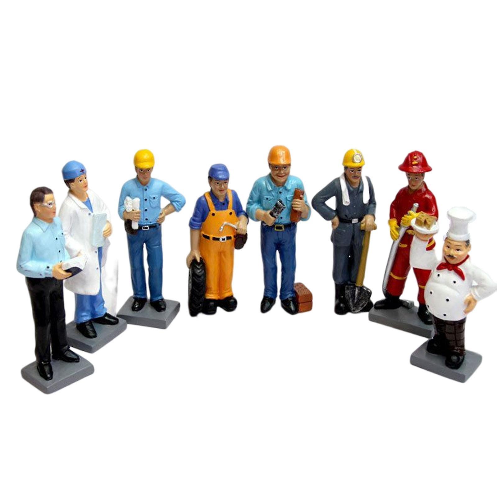 8Pcs Resin Occupational Characters Action Figures Miniature Toy Hand Painted