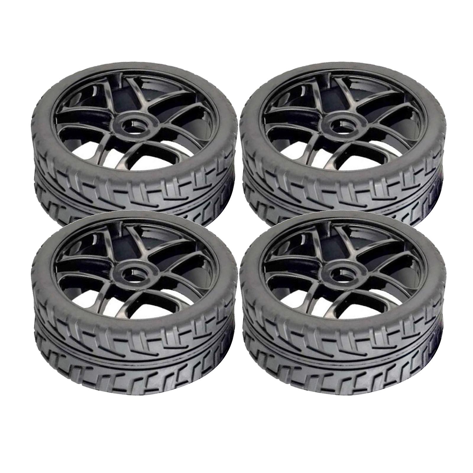 4x Rubber Tires Set Compatible with HSP HoBao 1/8 RC Car Replacement Parts White