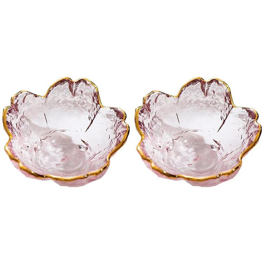 Sauce Plate Sakura Seasoning Plate Appetizing Salad Bowl Glass Sauce Bowl Mini Dessert Bowl 2Pcs