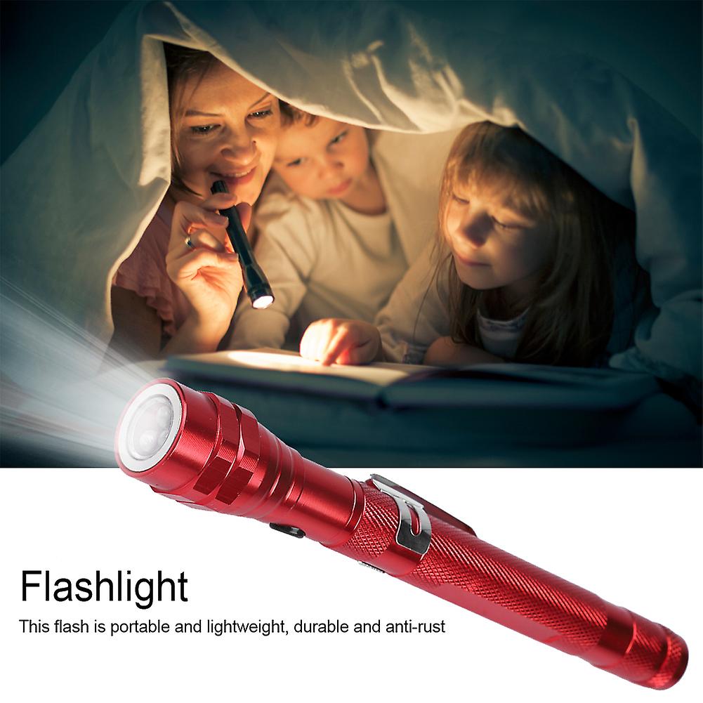 LED Flexible Flashlight, Multi-Function Mini Flexible Telescopic LED Flashlight Rotatable Torch with Magnetic End(Red)