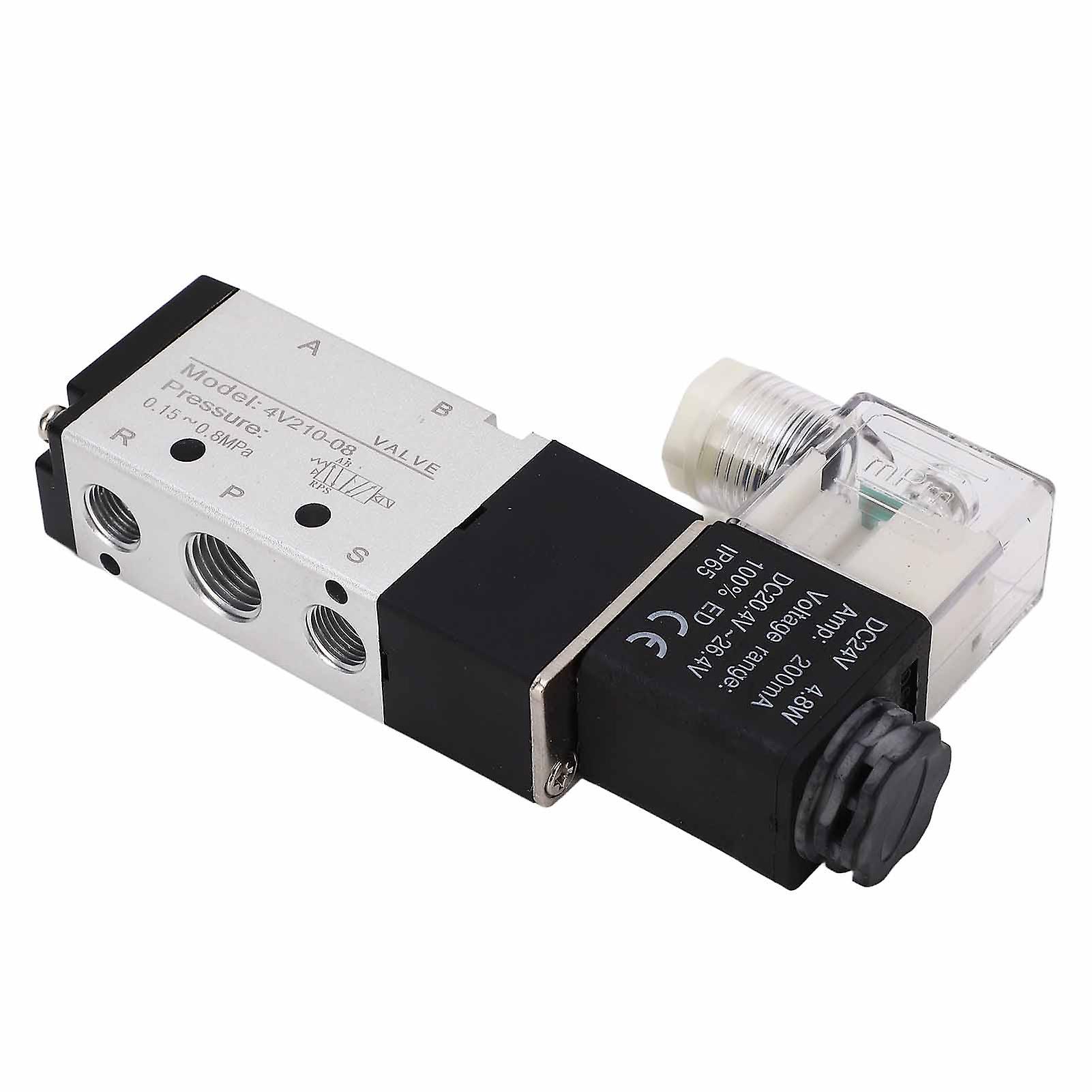 4V210‑08 Electric Solenoid Valve Normal 2 Position 5 Ways Air Compressed Drain Valve for Automatic WorkshopDC 24V 