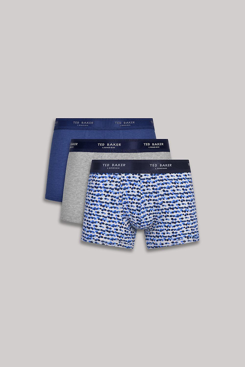 Ted Baker 3-pack Bomull Stretch Mode Trunks - Blå/grå/deimos Blå