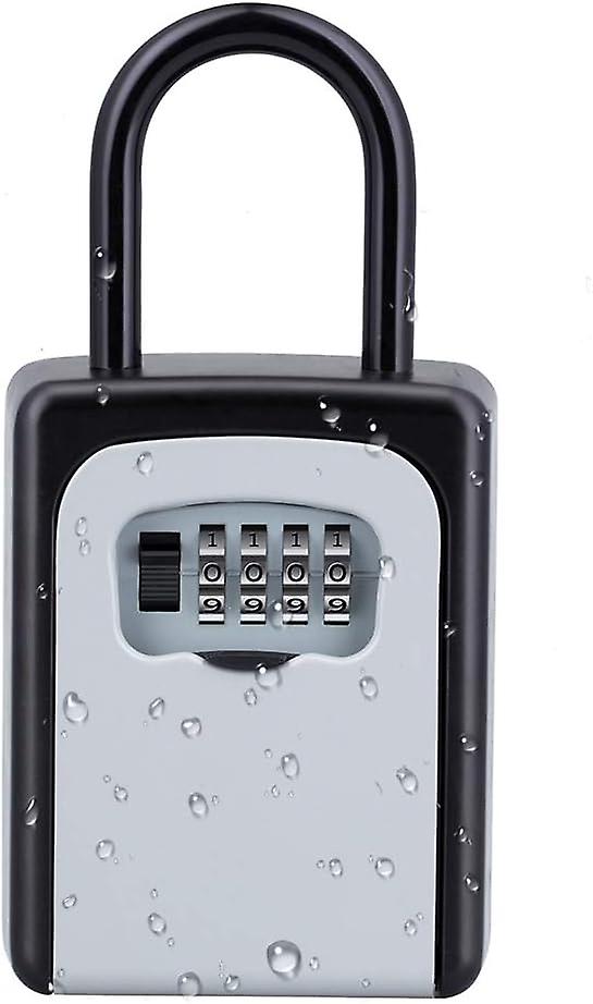 Portable Key Safe with Removable Shackle (No Installation Required) Combination Padlock Key Box for Home, Office, Garage, Airbnb Rental (Silver)