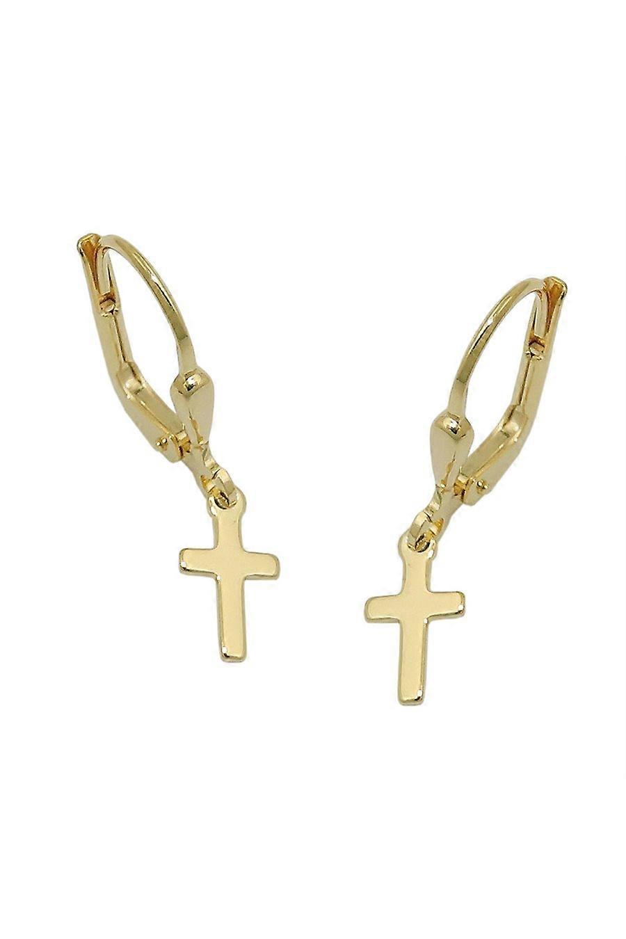 Earring Cross Polished 8k Gold - Gl431374