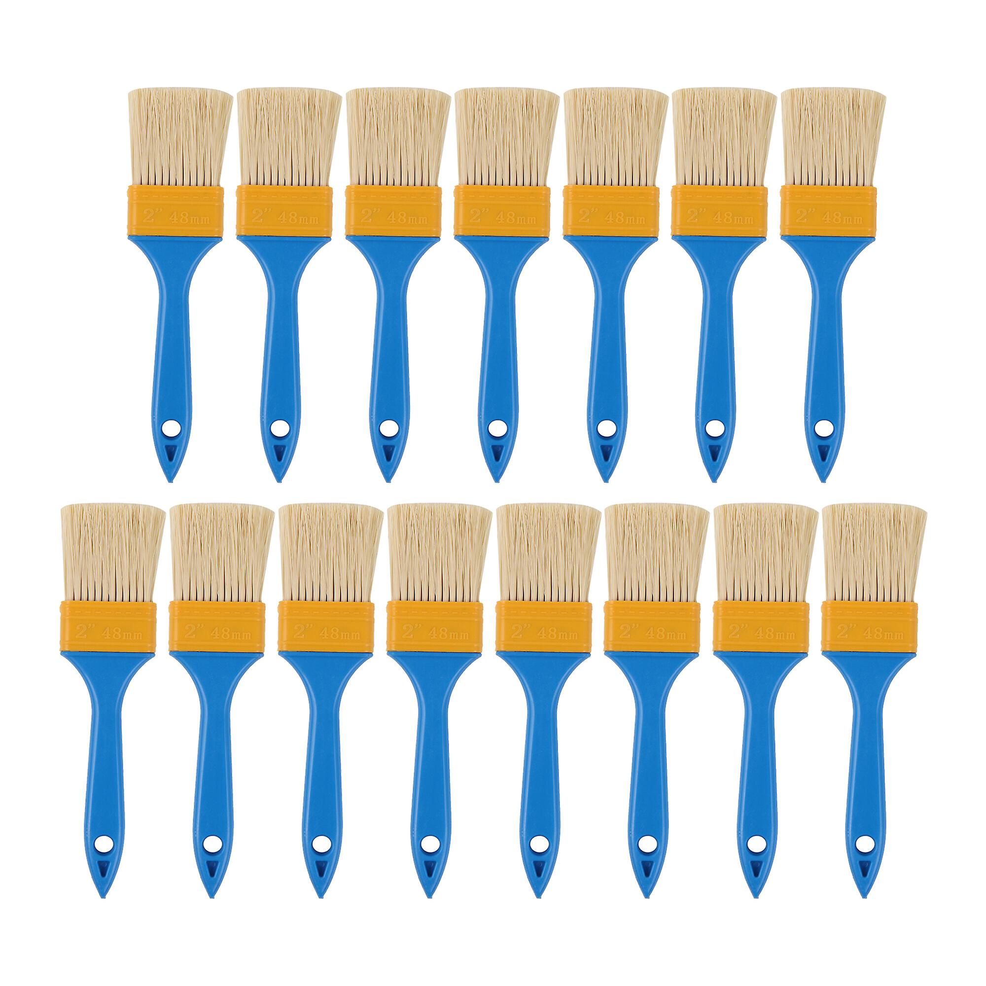 15 Pcs Flat Paint Brush for DIY Graffiti 2 Inch with Blue Plastic Handle