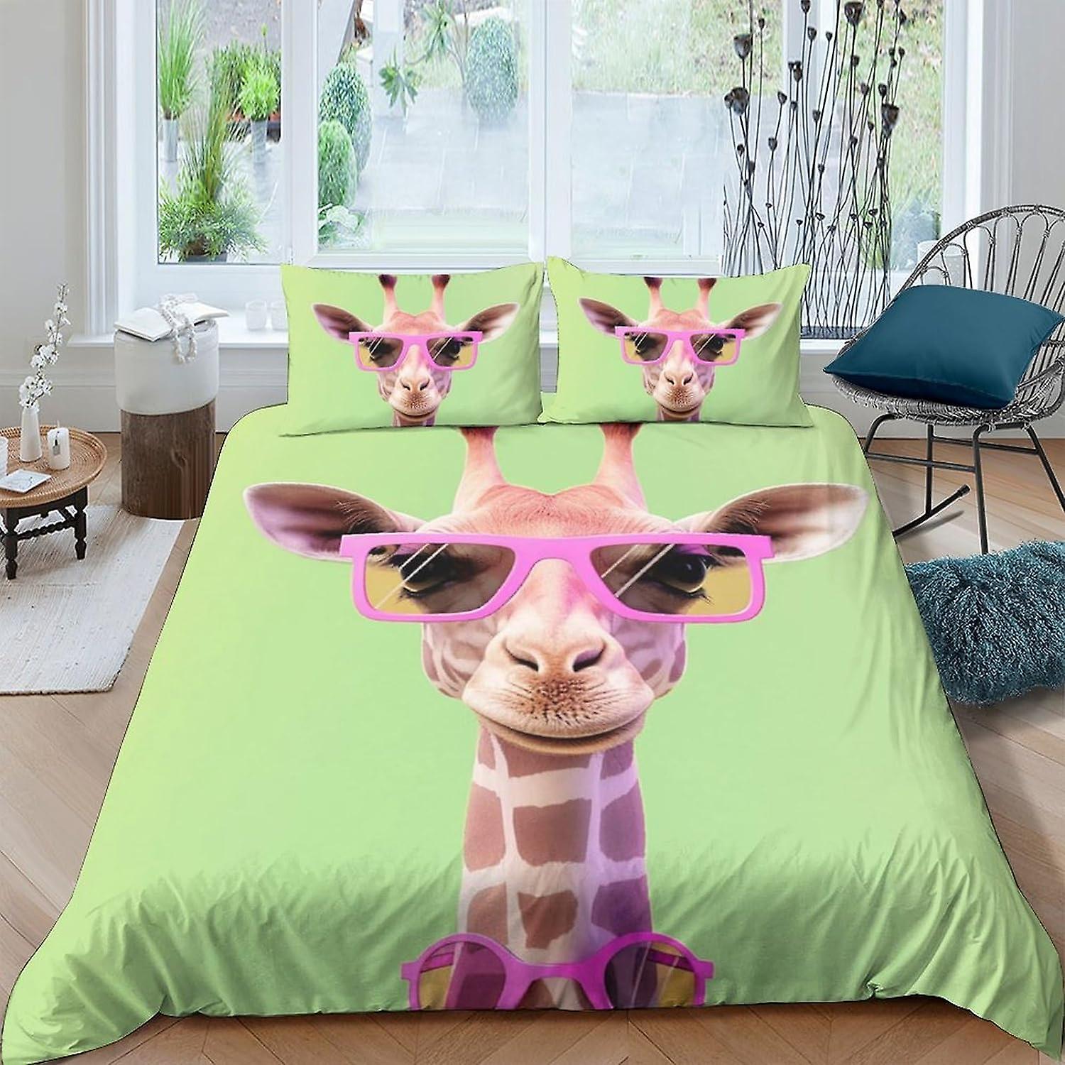 ARIJORJA giraff Sängkläder Set djur Påslakan Set 3 PieceMicrofiber 3D djur Sovrum Påslakan King