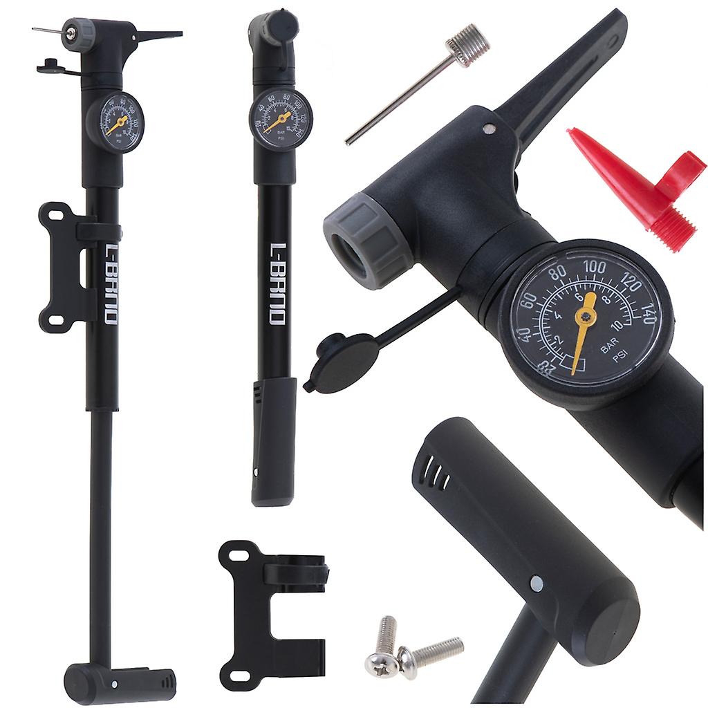 L-BRNO Cykelpump med tryckmätare handgrepp
