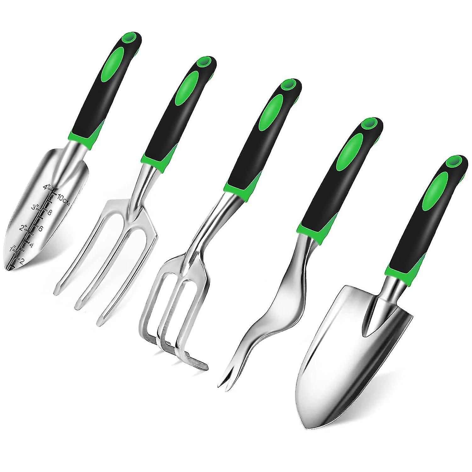 Garden Tool Set, Hand Planting Kit with Weeder Trowel Transplanted Cultivator and Weeding Fork, 5 Ga