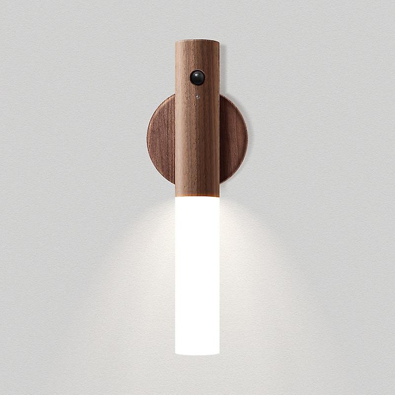 Wireless Motion Sensor Smart Led Light Magnetic Base Usb Charging Desk Lamp wooden Brown