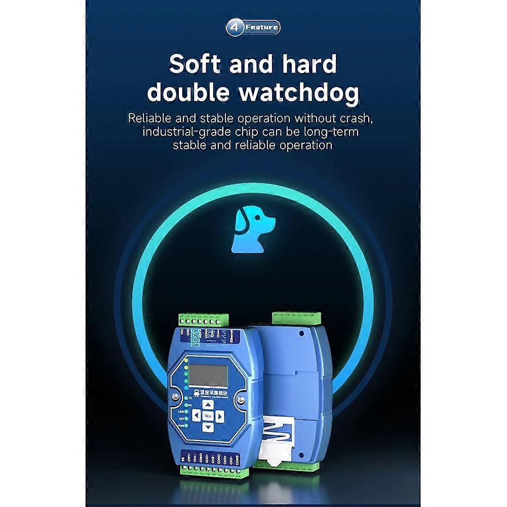 Temperature Acquisition Module 4 Way PT100 RTD Modbus RS485 Ethernet ...