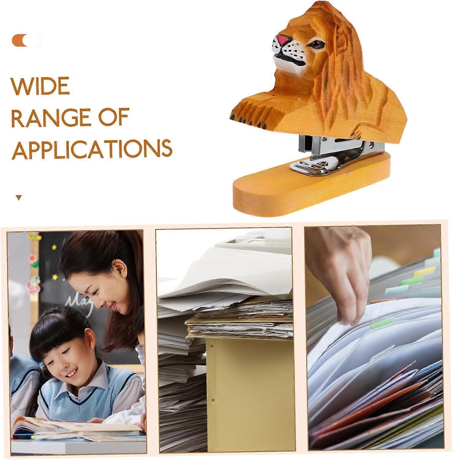 Handmade Wood Stapler Animal Decor Cute Stapler Lion Statue Stapler ...