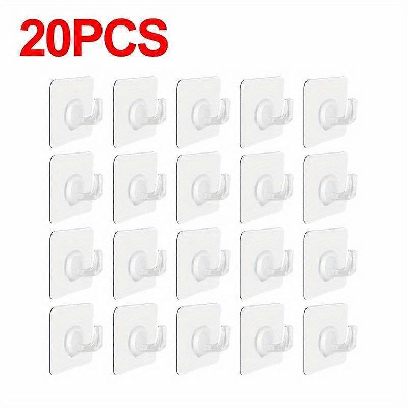 10/20pcs Strong Wall Hooks - Heavy-Duty, Waterproof, Self-Adhesive, Transparent Mounting for Kitchen and Bathroom Organization, Perfect for Hanging Co