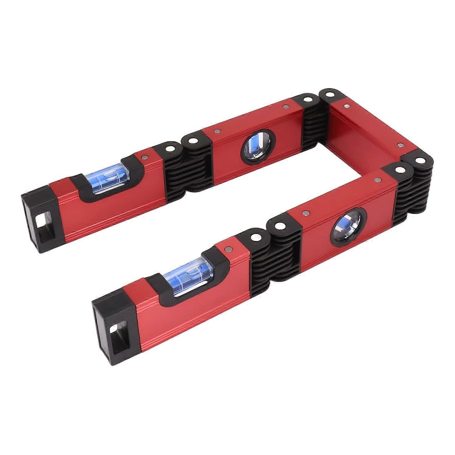 Foldable Level, 5-Section Multi-Angle Magnetic Level Tool with 4 Leveling Bubbles 45 90 180 Multi-Function Measuring Tool for Woodworking