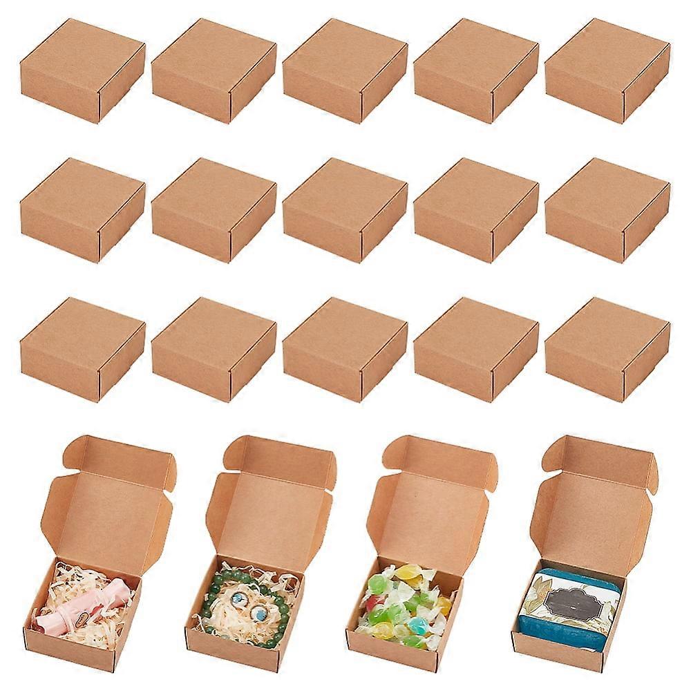 Square Folding Kraft PaperJewelry Storage Boxes Handmade Soap Cases BurlyWood 7.1x7.2x3.2cm