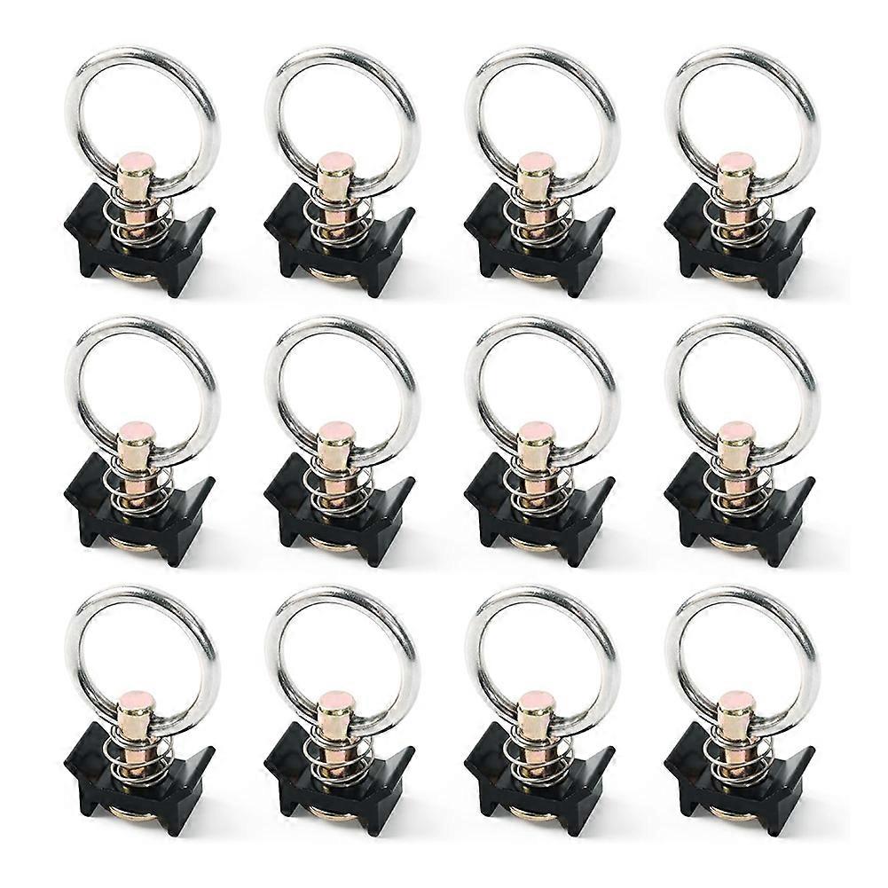 12 Pack L Track Tie Down O Ring L Track Accessories Black L Track Single Stud Fitting with Round Ri