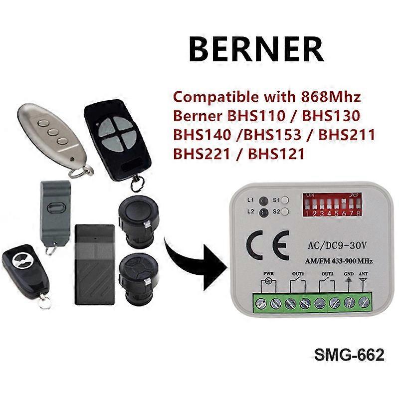 RX-MULTI Universal Garage Door Remote Control Receiver 2CH 9V-30V For BERNER BHS110 BHS121 BHS130 BHS140 BHS153 BHS211 BHS22
