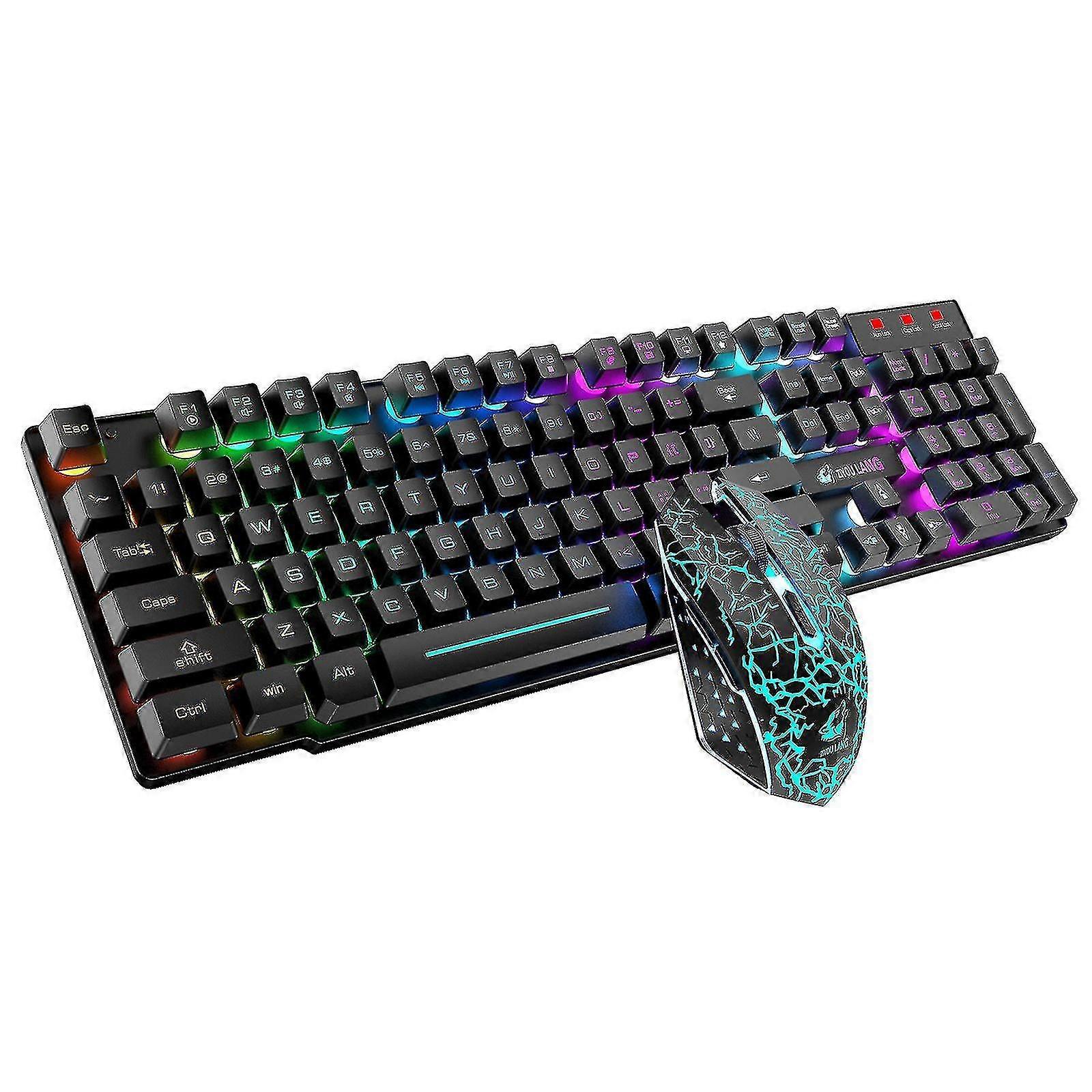 Wireless Gaming Keyboard And Mouse Combo With Rainbow Led Backlit Rechargeablle