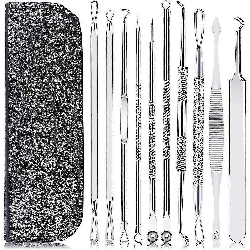 blackhead remover pimple tool kit 10 pcs, comedone pimple(silver)