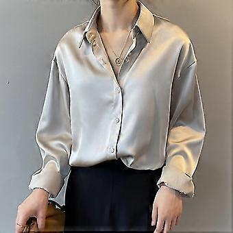 white satin button up shirt