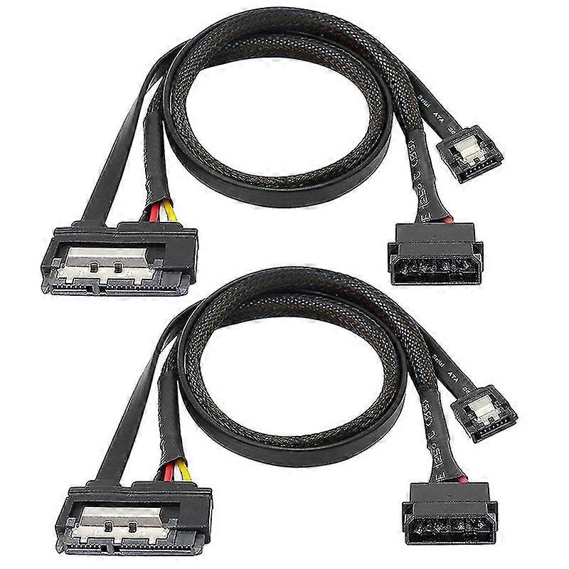 2 Pcs SATA 6G Data Cable, SATA Power 2-In-1 Extension Cord,LP4 IDE to SATA 15P Female with Serial I