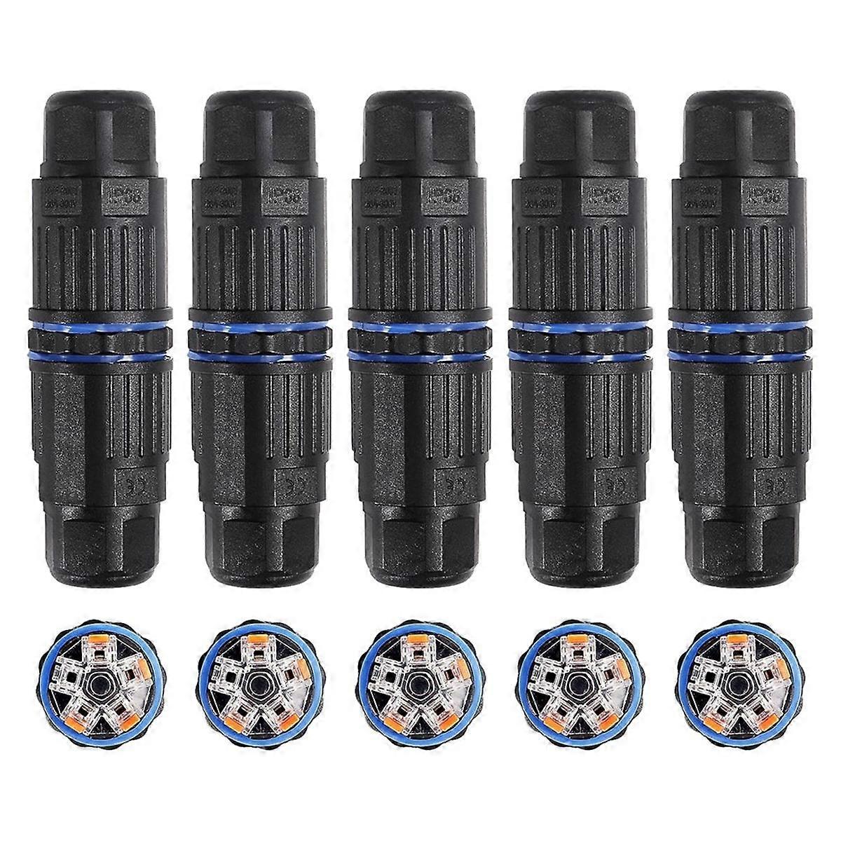 5PCS IP68 Waterproof Junction Box, Outdoor Electrical Cable Connector for 3.5-10mm Wire Range(AC 25