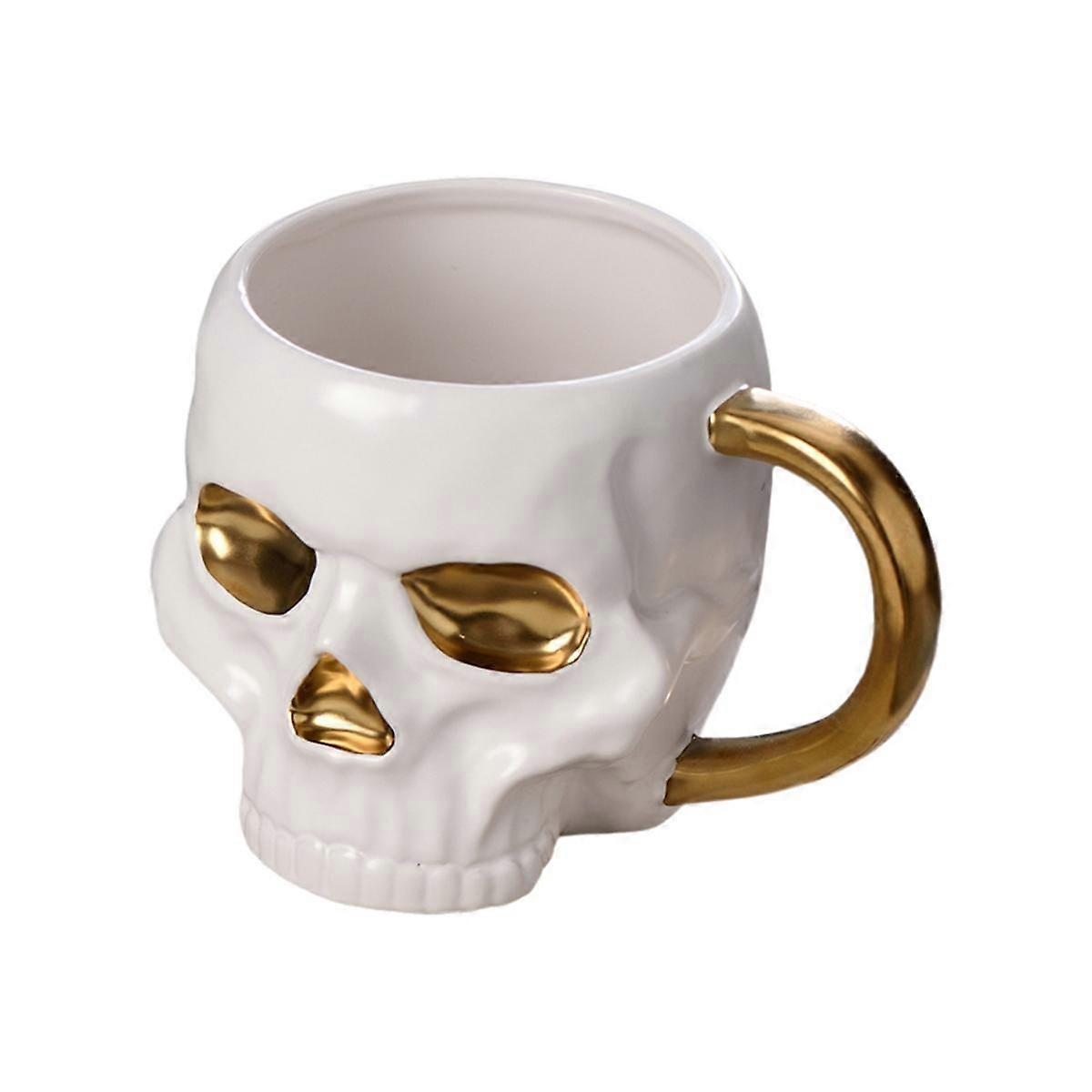 Halloween Skull Cup with Handle Lidless Ceramic Cup Funny Water Beer Milk Cup Mocha Cup Creatives Modeling Mug,600ml A