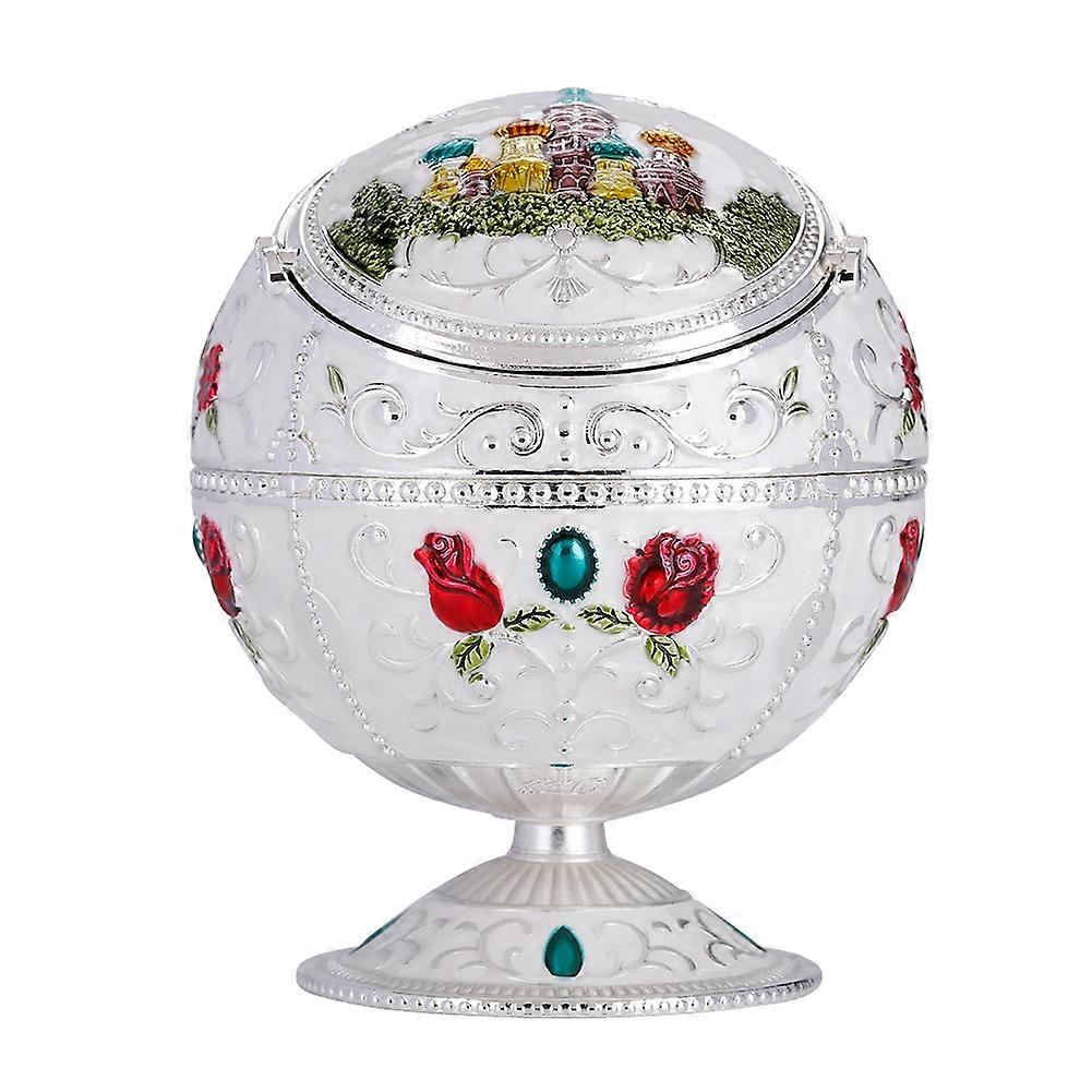 Portable Mini cendrier en métal rond boule estampillée motif cadeau cadeau (#02)