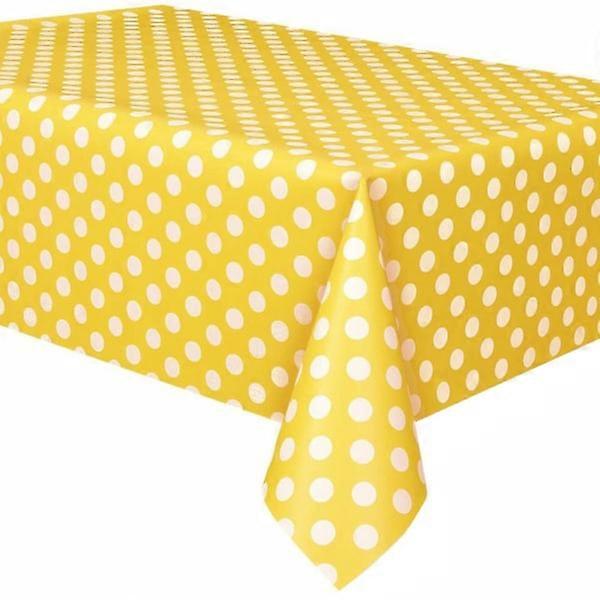 PC (Yellow) Rectangular 137 x 183 cm Polka Dot PVC Wax Cloth Table