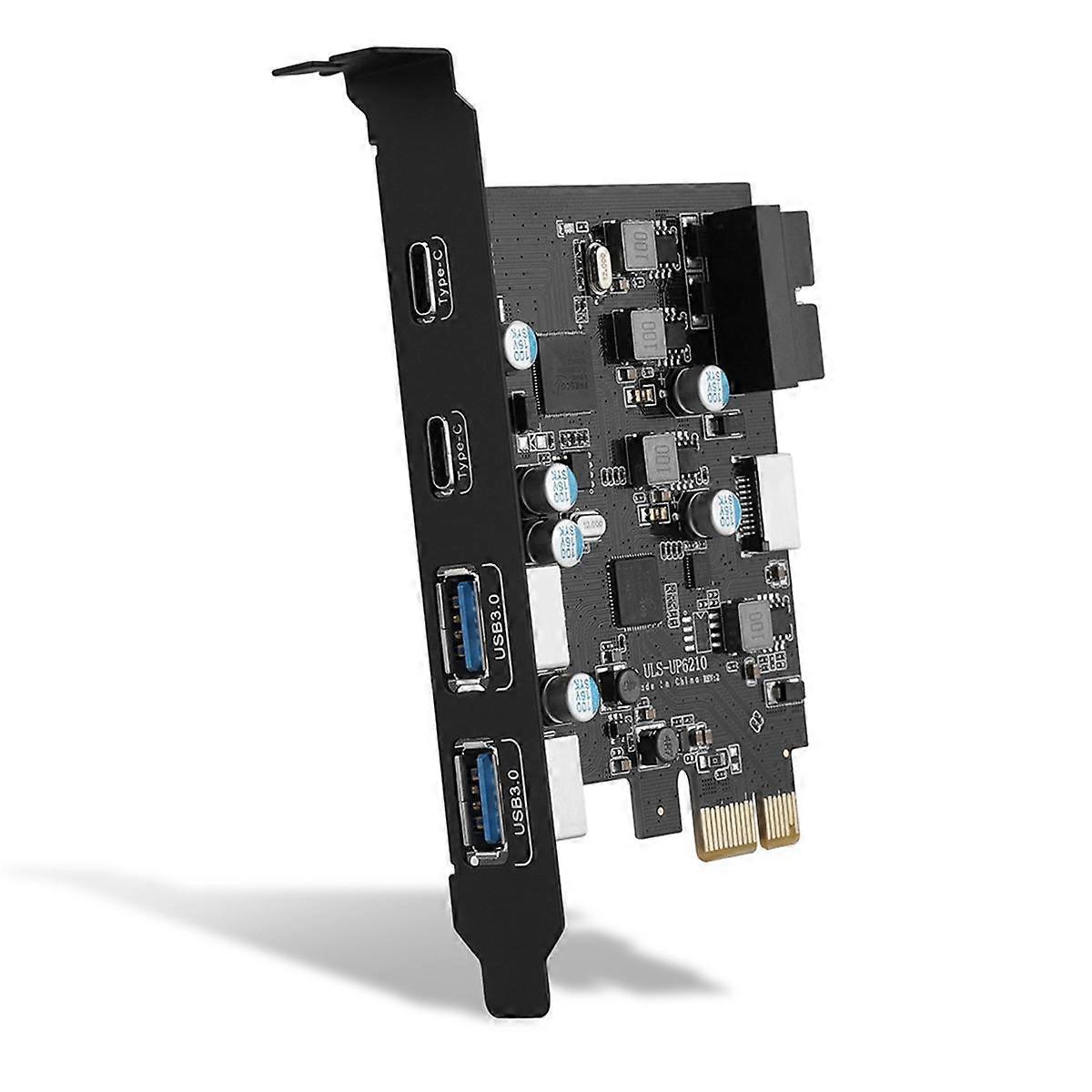ULS-6210 6-poorts USB PCIe-kaart PCI Express naar Type C (2), USB Type-A(2) uitbreidingskaart