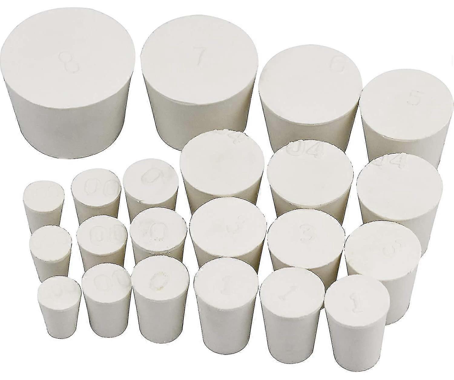 22 Pcs Solid Rubber Stopper, Solid Rubber Tapered Stopper For Laboratory (sizes 000# -8#)