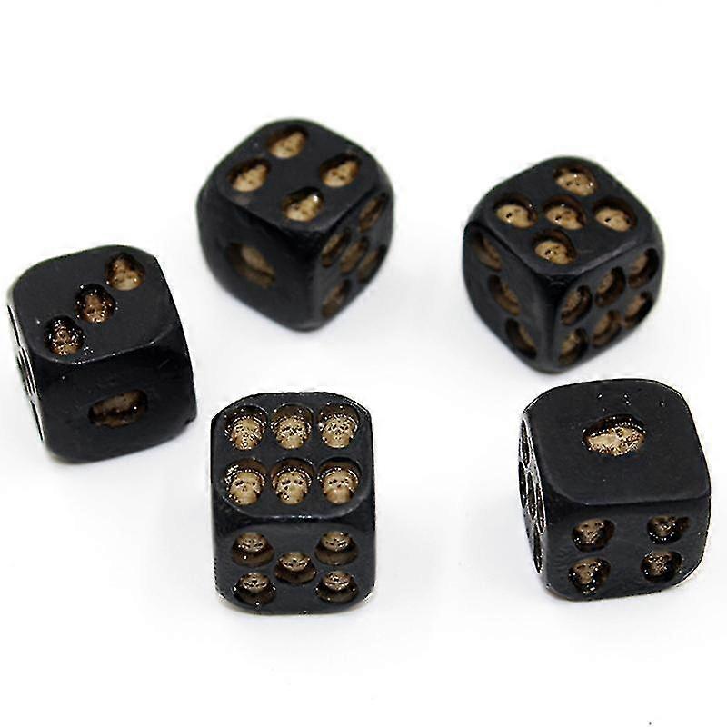 Skull Dice 5-piece Set Black Antique Party Casual Game Toy Chess And Card Bar Dice Handmade Resin