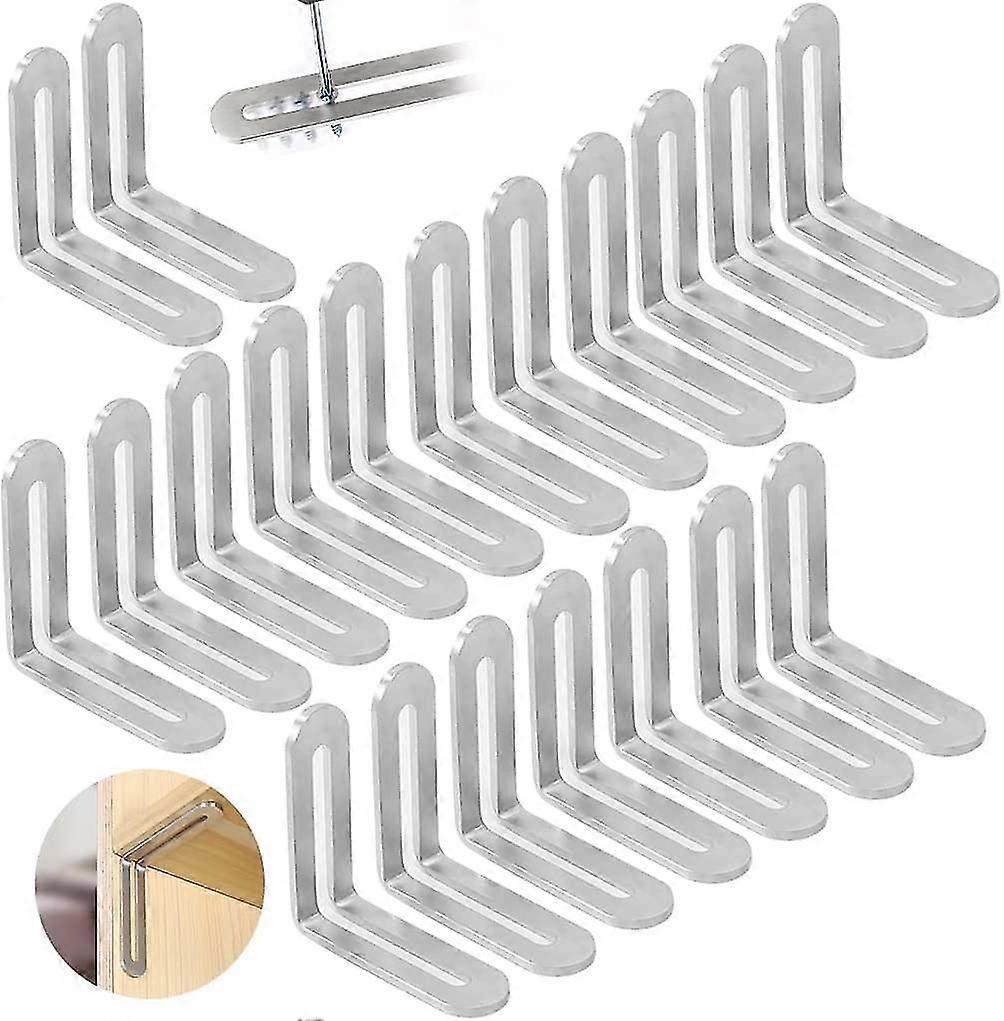 20 Pieces Stainless Steel Metal Fixing Bracket 48*48mm, Triangular Backet Active Angle Adjustable 90 L Type Corner Connector, Furniture Connector, For