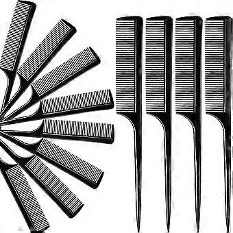 12 Pack Rattenschwanzkamm Styling Kamm Kunststoff Antistatisch Hitzebeständiger Schwanzkamm für alle Haartypen Feinzahnschwanzkamm für Männer und Frauen (schwarz)