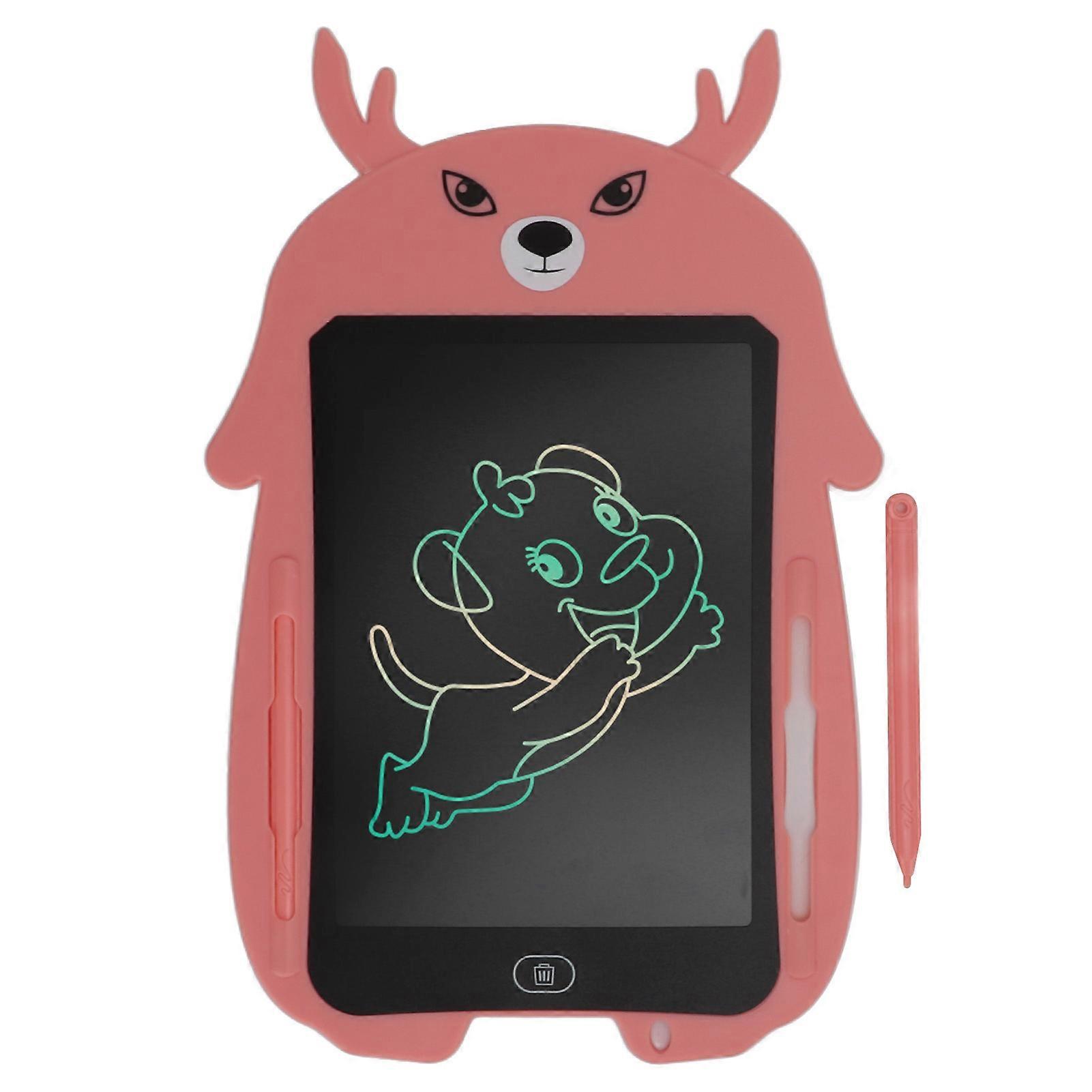 8.5inch LCD Writing Tablet Eye Protection LCD Colorful Doodle Handwriting Paper for 3 Years Old +(Light Pink Deer Colored Pen )