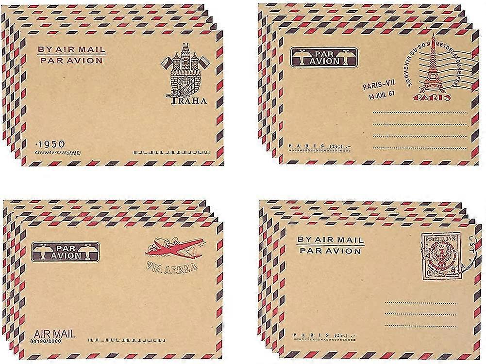100pcs Vintage Pattern Airmail Letter Envelopes Case Holder Envelope Gift Set