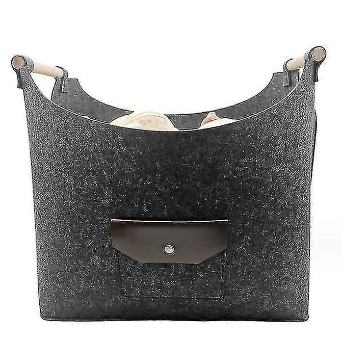 LEVIATAN Large Felt Shopping Bag - 30L Foldable Storage Basket For Groceries, Toys & More