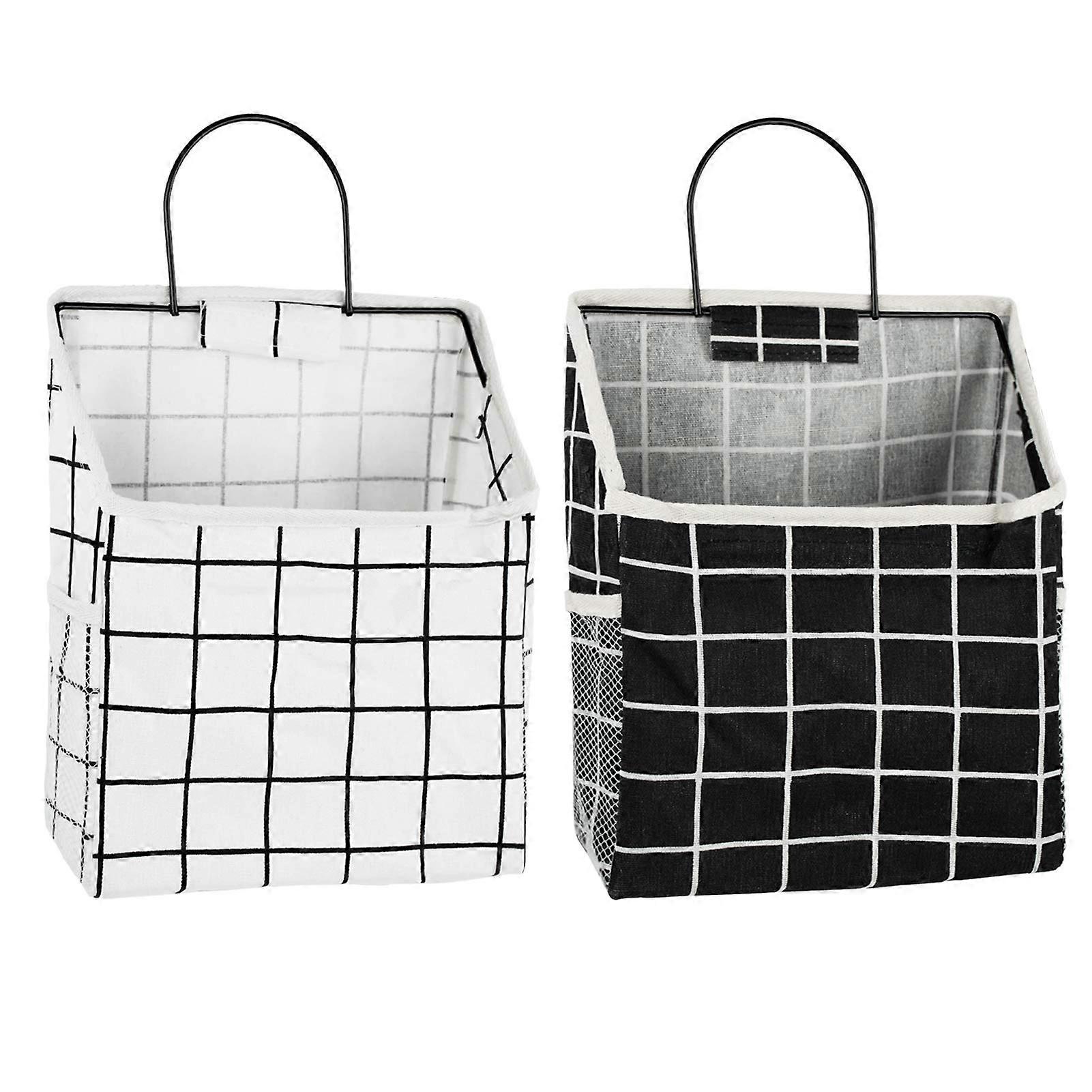 2Pcs κρεμαστή τσάντα αποθήκευσης, αδιάβροχη πάνω από την πόρτα ντουλάπα διοργανωτή (μαύρο / άσπρο)