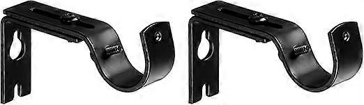 Set of 2, BlackAdjustable Curtain Rod Wall Bracket