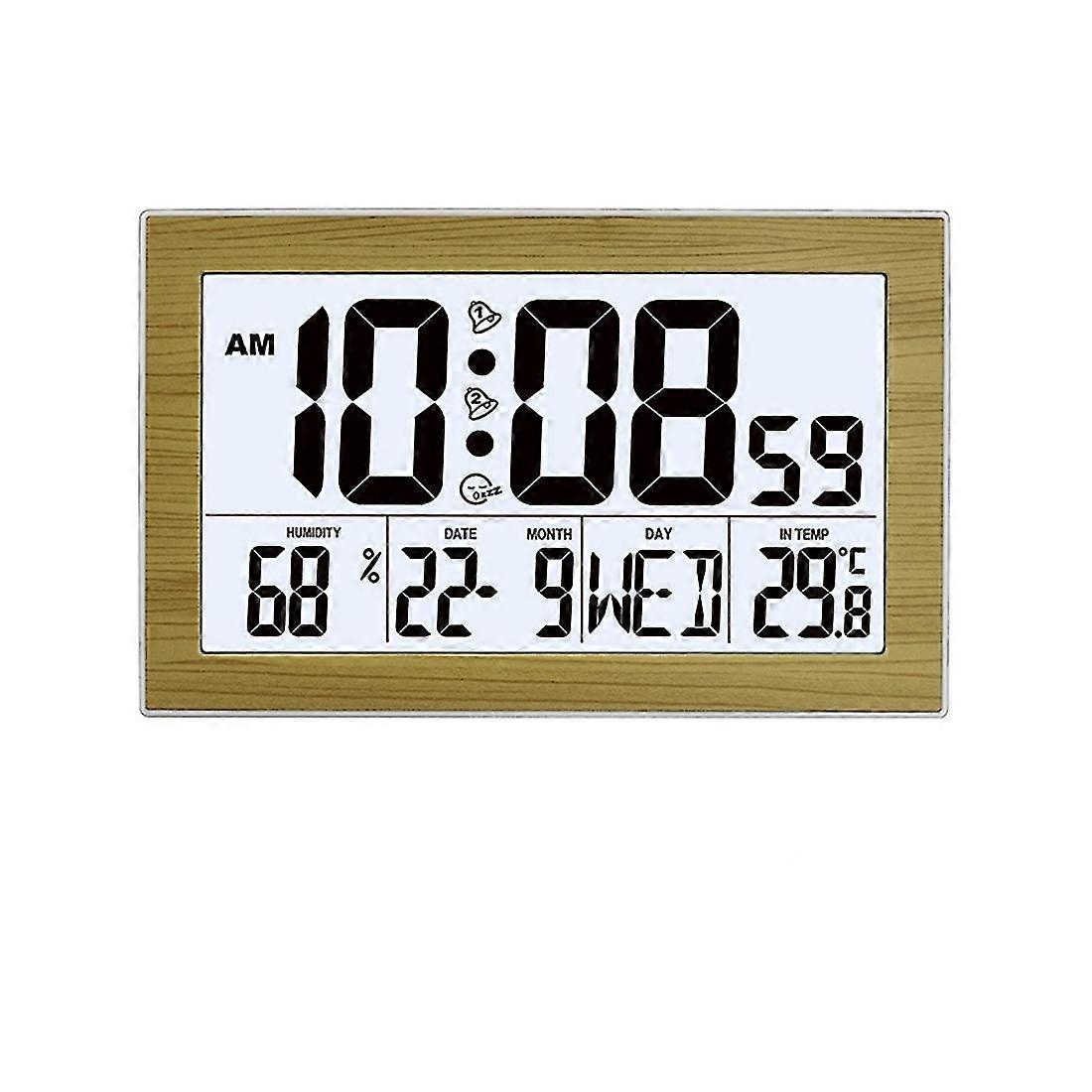 Digital Wall Clock,number Time Temperature Calendar Alarm Table Desk Clock Design Office Home Light