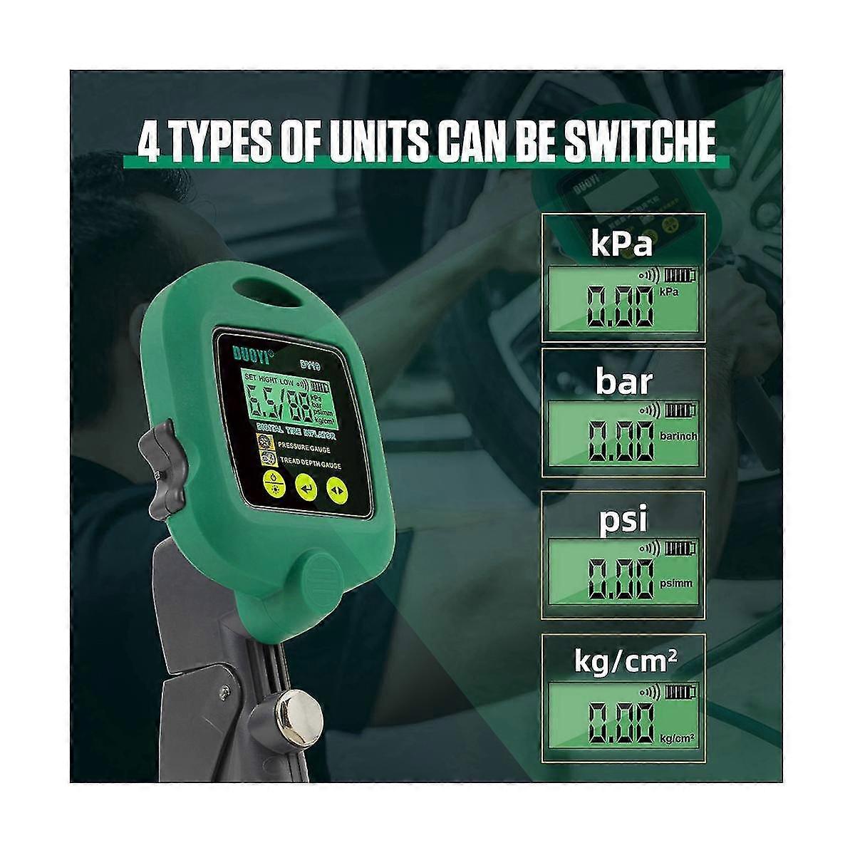 Dy19 Car Tire Pressure Tire Pattern Depth Detection Digital Display Car Refueling