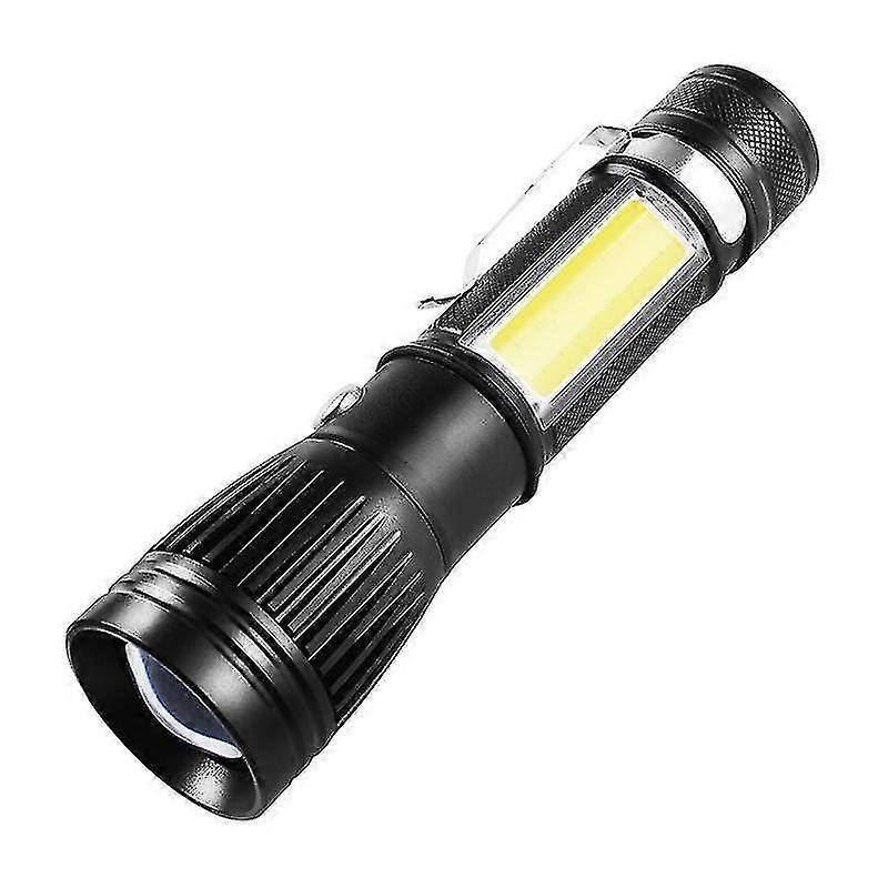 Dual-purpose Strong Light Flashlight, Telescopic Focusing Work Light With Side Buckle,black