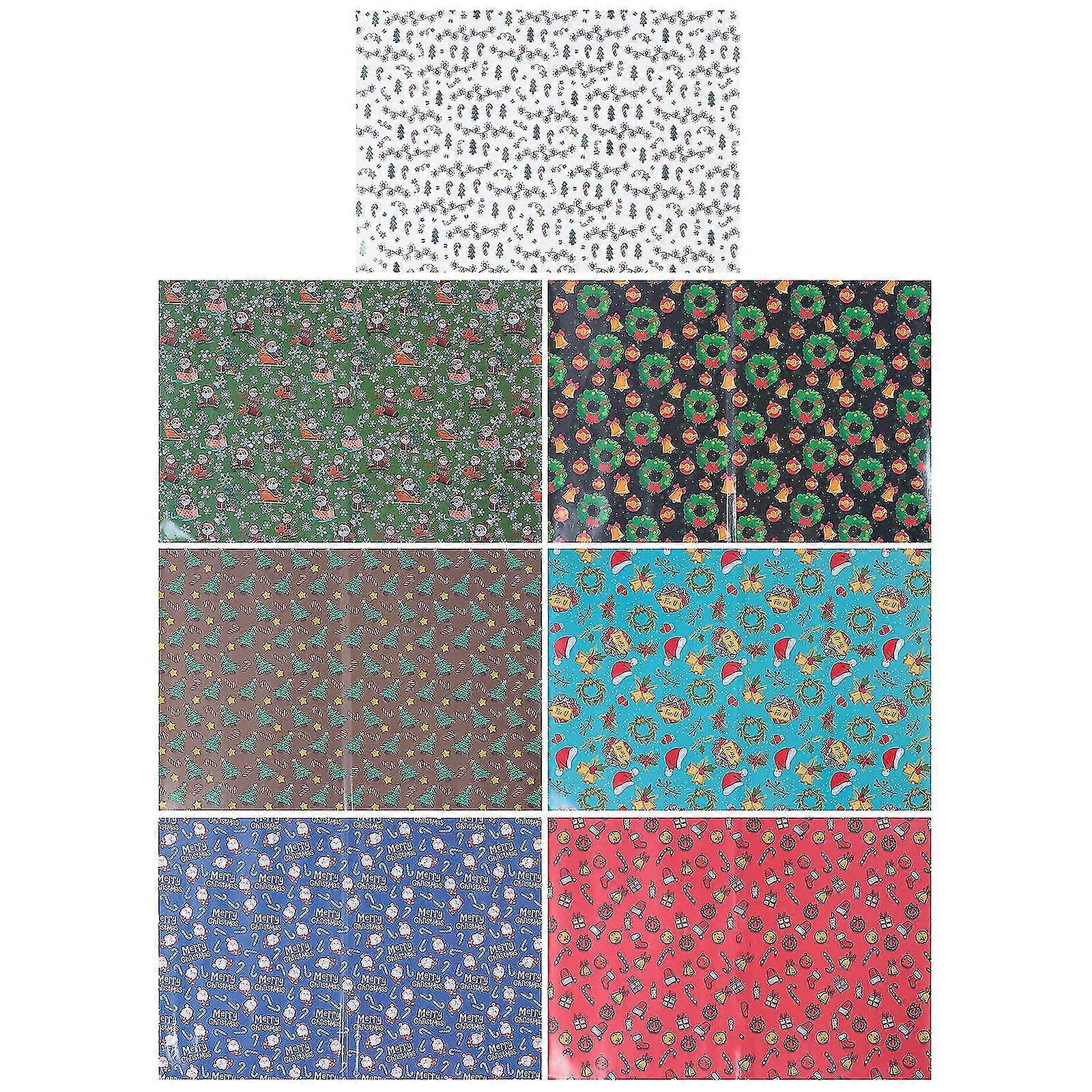 7pcs Christmas Gift Package Paper Practical Present Packaging Paper Diy Decor