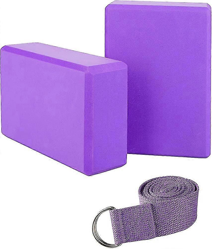 Yoga Block Cork Blocks Eva Blocks Set Of 2 With 1.8m Yoga Strap Yoga Pilates