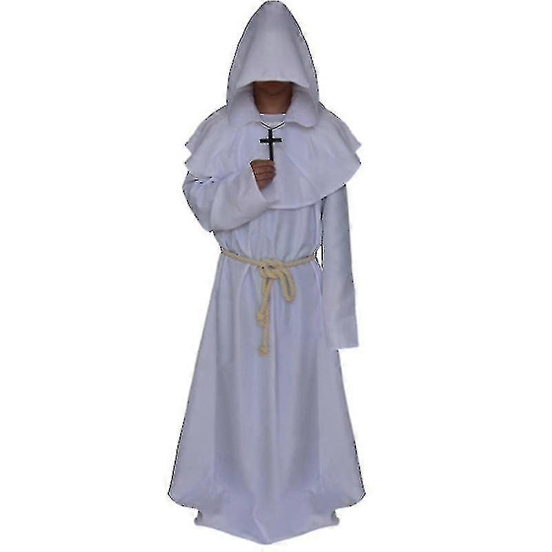 Renaissance Medieval Friar Hooded Monk Priest Robe Cape Cloak Halloween Costume