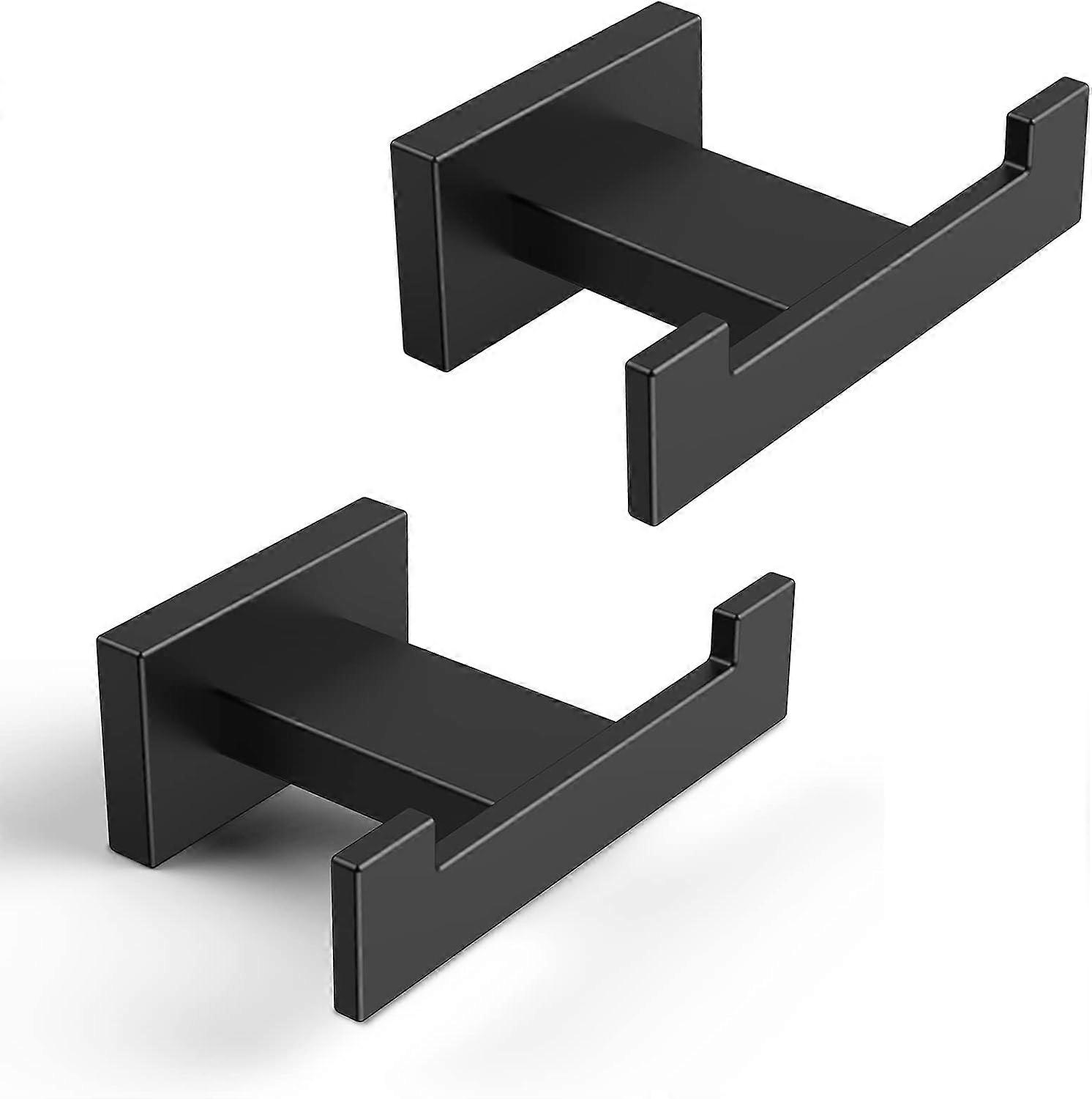 for Bathroom, Towel Hooks, Matte Black, Angle Simple Stainless Steel Towel Rail for Bathroom Wall, Coat Robe Hooks, Wall Bracket Set of 2