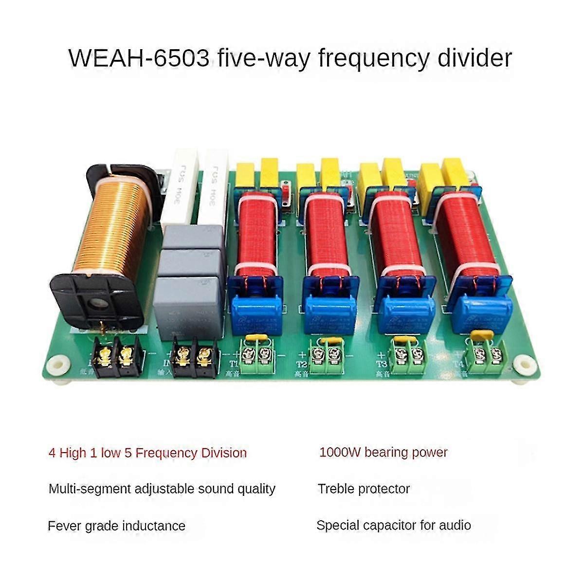 5 Way 1000W High Power Crossover Audio Speaker Frequency Divider Filter 4 Tweeter 1 Bass DIY Speaker Filter Home Theater
