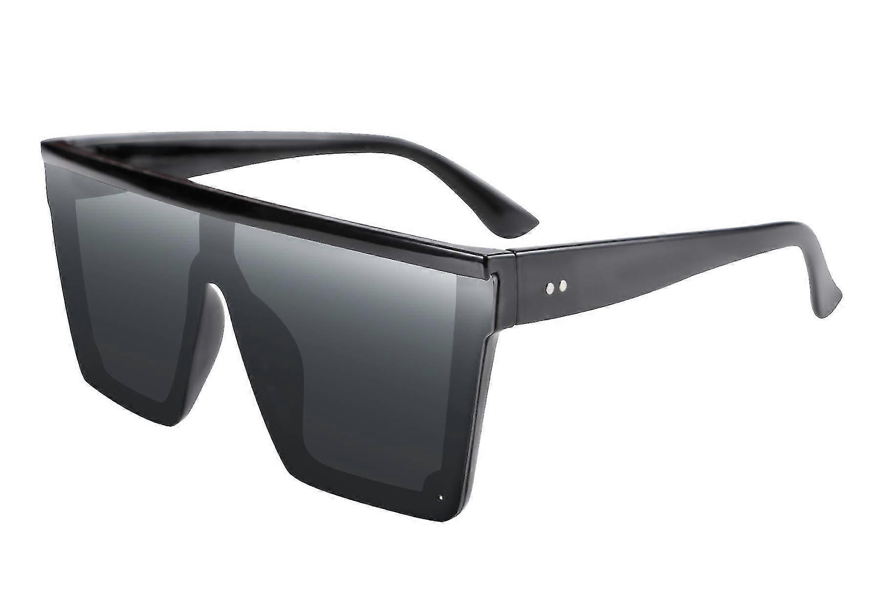 Vrouwen Mannen Flat Top Shield Zonnebril Oversized Vierkante Randloze Tinten Uv400