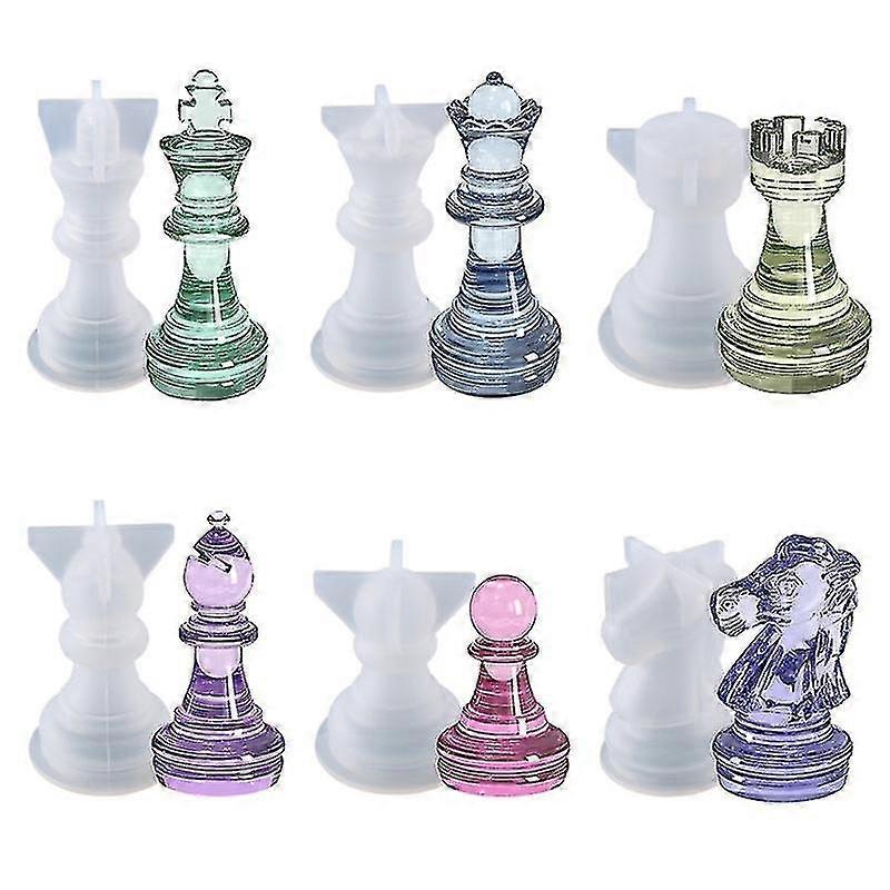 6 أجهزة الكمبيوتر الدولية الشطرنج الايبوكسي الراتنج قالب الشطرنج قطع السيليكون قالب Diy الحرف المجوهرات المنزلية الزينة أدوات الصب
