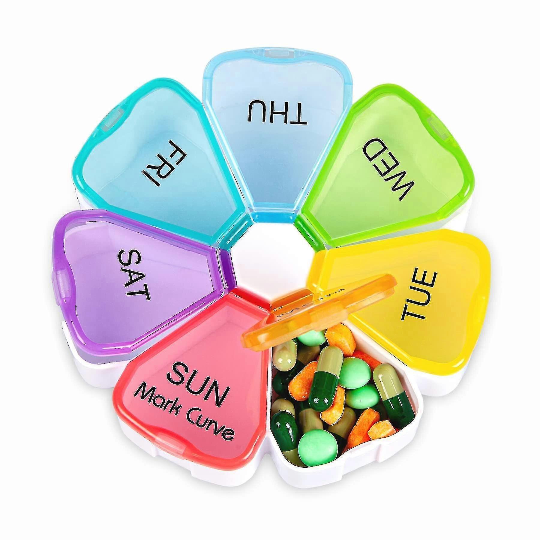Portable Weekly Pill Box Organiser | Easy To Open 7 Day Premium Quality Tablet Box | Travel Pill Case With Snap Shut Lids