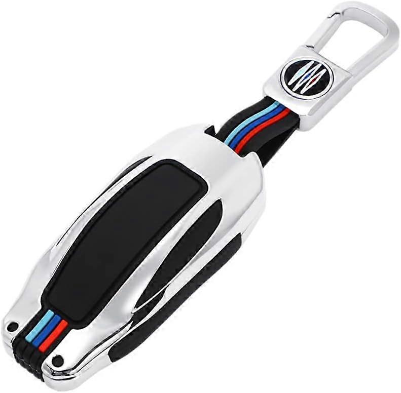 Zinc Alloy Car Key Cover Cases fit for Tesla Model X 360 Waterproof Protection with Luminous Three-Color Strip (Matt Color)